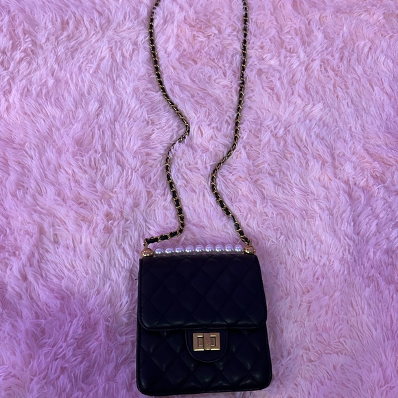 Dolls Kill Handbags - Black/gold/pearl bag
